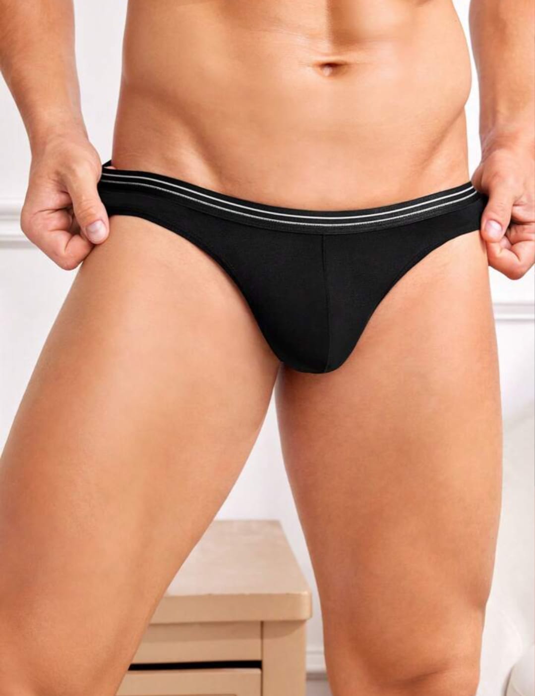 Men’s Low Rise Sexy T-Back / Thong Underwear – Black